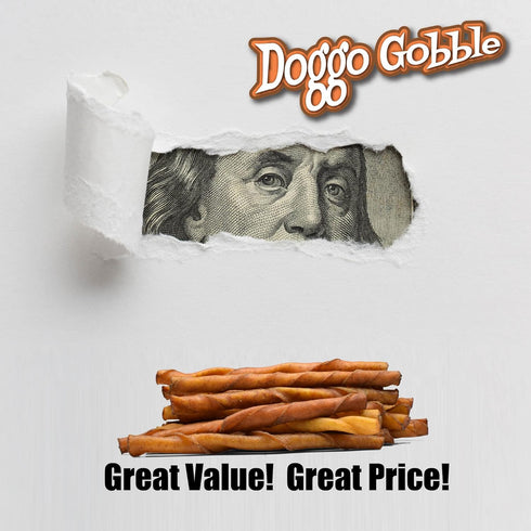 Doggo Gobble Porkhide 5-inch Twist Sticks - 20 Pack...