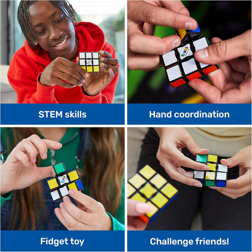 Rubik’s Edge, 3x3x1 Rubik’s Cube for Beginners Single Layer Puzzle Retro Educational Brain Teaser Travel Fidget Toy for Adults & Kids Ages 8+...