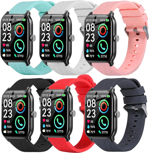 6Pack Bands Compatible with Fitpolo Smart Watch IDW13, 22mm Soft Silicone Sport Band Strap intended for Fitpolo IDW13 Smartwatch...