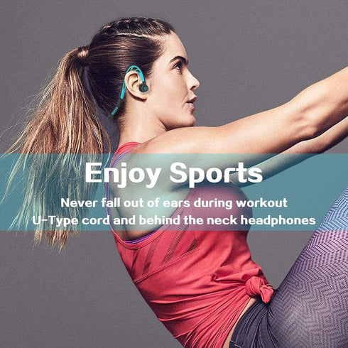 mucro Sports Headphones Wired Over Ear Behind The Neck Headphones Running Earphones Wrap Around in-Ear Stereo Earbuds with Microphone for Jogging ...