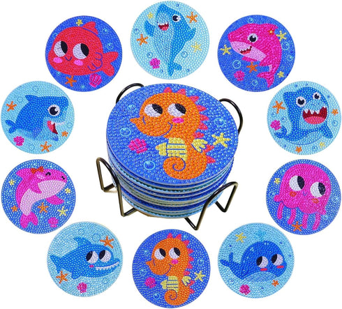 Vukayo Diamond Coasters, Diamond Painting Coasters with Holder, Diamond Coasters Art Kits for Beginners, Kids,Adults Small Diamond Painting Craft ...