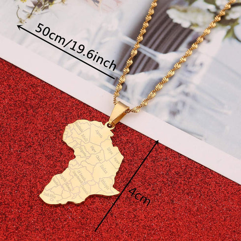 Stainless Steel Map of Africa Country Pendant Necklace Men Women Hip Hop African Jewelry...