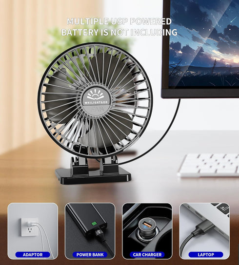 2Pack Desk Fan, USB Fan for Desk, Mini Desk Fan, 3 Speed Rotation Strong Wind, Protable Small Desktop Cooling Fan, Quite Mini Personal Fan for Hom...