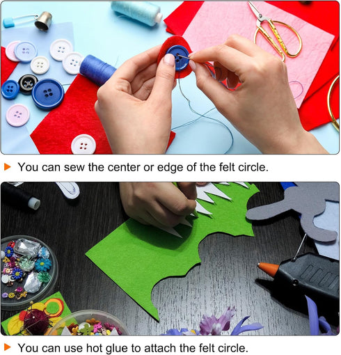 100pcs Round Felt Circles, 40mm 1-1/2" Pre Cut Felt Craft Pads Non-Woven Mini Felt Fabric Circles for DIY Sewing Handcraft Cut Projects Craft Fini...