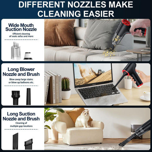 Handheld Car Vacuum Cleaner High Power Cordless, 120W Portable Car Vacuum Cleaner with 18000PA Suction & Air Duster, Mini Hand held Vacuum Cleaner...