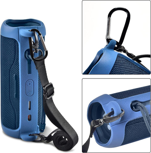 Silicone Case for JBL FLIP 6 Waterproof Portable Bluetooth Speaker, Gel Soft Skin Rubber Cover, Travel Carrying Storage Bag Pouch with Shoulder St...