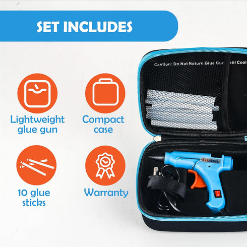 Hot Glue Gun Kit with Case - 20w Mini Hot Glue Gun Set and 10 Small Glue Sticks - for Kids and Adults, School, DIY Art and Repairs, Including Carr...