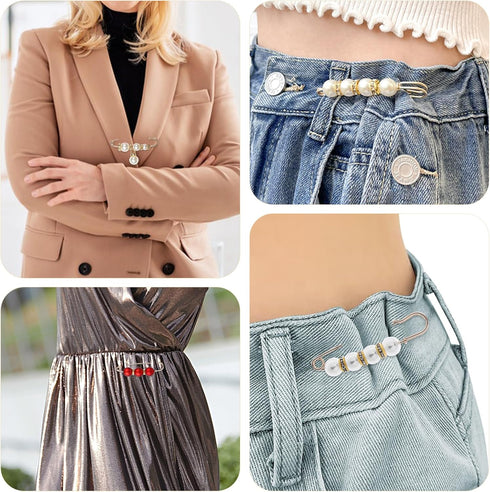 35PCS Pearl Brooch Pins, Safety Pins for Women No Sewing Pant Waist Tightener Cover Up Buttons Sweater Shawl Hat Clip Neckline Pins Double Faux Pe...