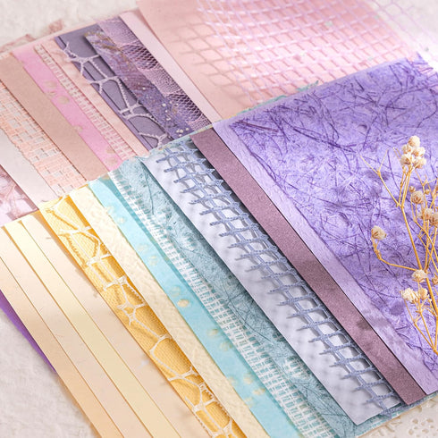 Aromoty 50Pcs Handmade Scrapbook Paper Craft Textured Paper Morandi A6 sheet Mesh Fabric Mulberry Special Paper Mix for Scrapbooking Junk Journal ...