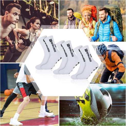 3 Pairs Non Slip Sport Soccer Socks Anti Slip Football Socks Unisex Athletic Sports Socks with Rubber Dots Breathable Basketball Socks for Footbal...
