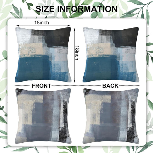 Throw Pillow Covers Abstract Art Painting Pillow Covers 18x18 Inchs Set of 2 Teal and Beige Throw Pillows Decorative Pillow Cases Cushion Covers f...