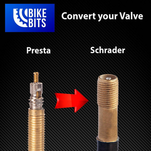 Presta Valve Adapter - Convert Presta to Schrader - French/UK to US - Inflate Tire Using Standard Pump or Air Compressor...