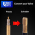 Presta Valve Adapter - Convert Presta to Schrader - French/UK to US - Inflate Tire Using Standard Pump or Air Compressor...
