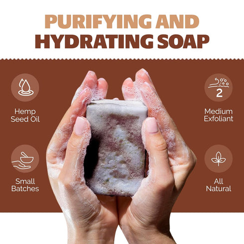 Natural Bar Soap- Cold Brew Scrub Bar Hempseed Oil and Coffee, Natural Exfoliating Body Soap for Men and Women, Eco Friendly, Handcrafted Body Soa...