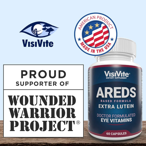 AREDS Lutein Eye Vitamins by VisiVite - Lutein Supplements for Eyes Without Beta-Carotene - Lutein for Eyes - Eye Supplements for Adults - 60 Caps...