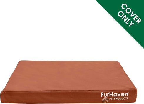 Furhaven Replacement Dog Bed Cover Water-Resistant Indoor/Outdoor Logo Print Oxford Polycanvas Mattress, Washable - Chestnut, Medium...