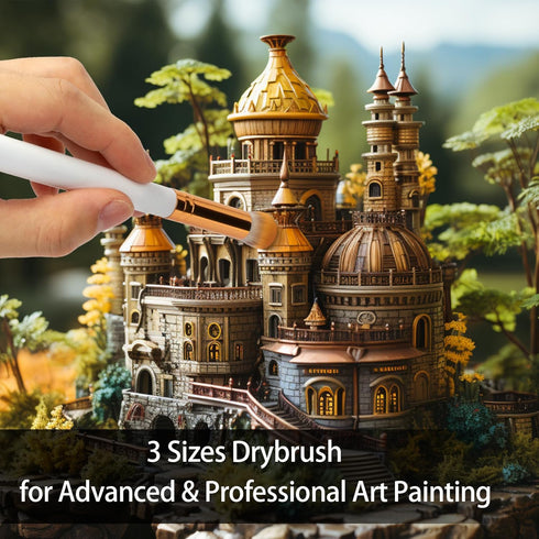Dry Brush Miniature Painting Miniature Paint Brushes Hobby Detail Blending Brushes for Effortless Miniature Painting, Scale Model Painting (3 Pack...