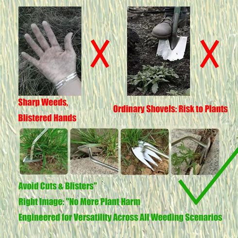 Stainless Steel Hand Weed Puller Dual-Action 4-Claw Weeder with Ergonomic Grip Garden Tool for Efficient Root Removal Precision Weed Extraction Id...