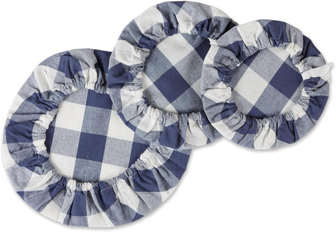DII Reusable Cloth Bowl Cover Collection Machine Washable, Cotton with Elastic Stretch for Food Storage, 10.25"/8.25"/7.5" Diameter, Farmhouse Pla...