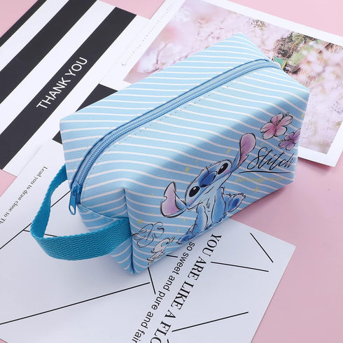 Cartoon Stitch Square Cosmetics Makeup Bag Zipper Pouch Travel Bag Kawaii Pouch Bag Kitty Merch-5, Blue...