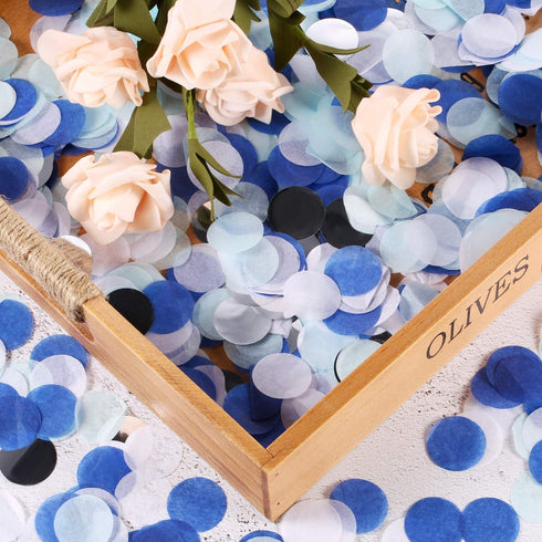 TecUnite Round Tissue Paper Table Confetti Dots for Wedding Birthday Party Decoration, 1.76 oz(White Blue Confetti,2.5 cm)...