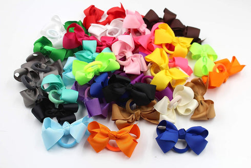 CÉLLOT 40Pcs Boutique Hair Bows Elastic Ties Kids Children Rubber Bands Ponytail Holders Hair Bands For Baby Girls Teens Toddlers in Pairs...