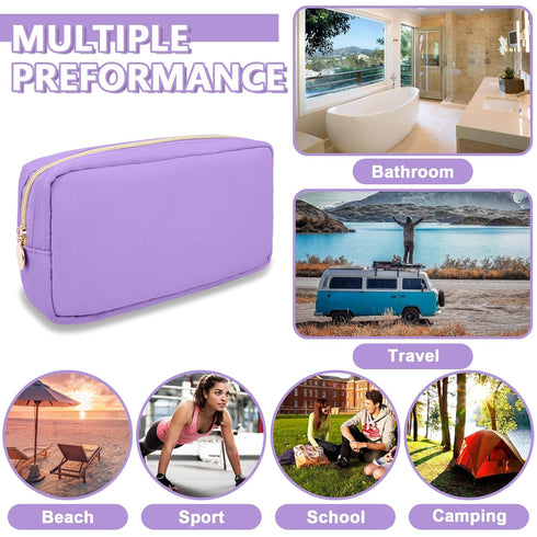 Waterproof Small Makeup Bag Pouch for Purse,Nylon Travel Toiletry Storage Bag Cute Preppy Cosmetic Bag for Women Girl,Waterproof Makeup Organizer ...