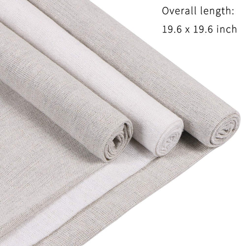 Linen Needlework Fabric, Kissbuty 5 PCS Linen Fabric Cloth for Garment Craft Flower Pot Decoration Embroidery Cross Stitch Cloth, 19.6 by 19.6 Inc...
