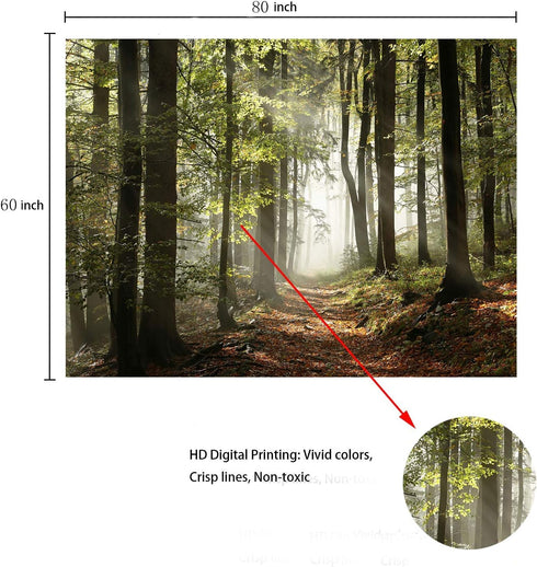 DZGlobal Forest Pathway in the Misty Mountain Tapestry Wall Hanging Art Nature Landscape Tapestries 80W X 60L Inch Home Decor for Living Room Bedr...