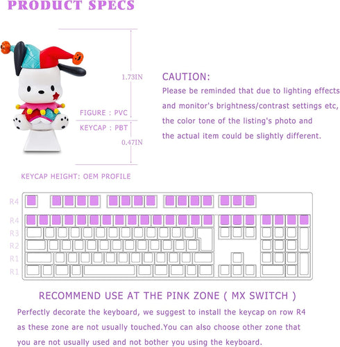 Pochaccco Halloween Keycaps Japanese Anime White Key Caps?Compatible with Cherry MX Switches Custom Gaming Mechanical Keyboard (Halloween Pochaccc...