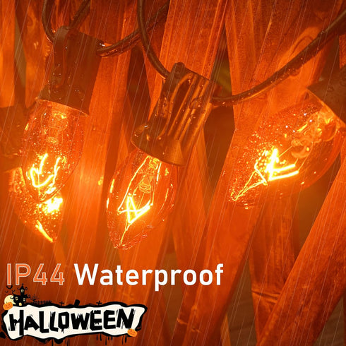 C7 String Lights,25FT Orange Halloween Christmas String Lights for Outdoor Indoor Use,25 Clear C7 Orange Bulbs String Lights-Black Wire...