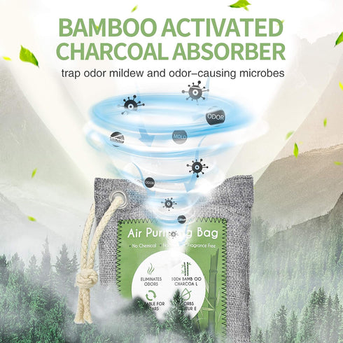 12 Pack Bamboo Charcoal Air Purifying Bag, Activated Charcoal Bags Odor Absorber, Moisture Absorber, Natural Car Air Freshener, Shoe Deodorizer, O...