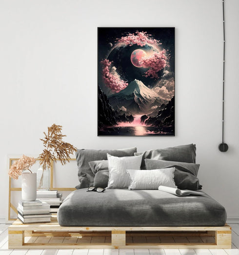 1tonine Japanese Landscape Diamond Painting Kits for Adults-5D DIY Full Drill Round Diamond Art Kits for Wall Decor-Fantasy Scenery Diamond Dots P...