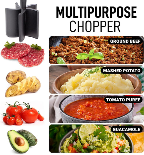 Zulay Ground Beef Chopper Tool Hamburger Smasher Tool - Meat Chopper For Ground Beef - Ground Meat Smasher - Ground Meat Chopper - Ground Beef Mas...