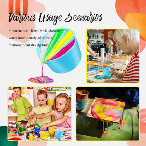 Split Cups for Paint Pouring 4 Pcs Silicone Paint Pour Cup with 2-5 Channels Dividers Pour Painting Supplies Painting Tools Silicone Cups for Resi...