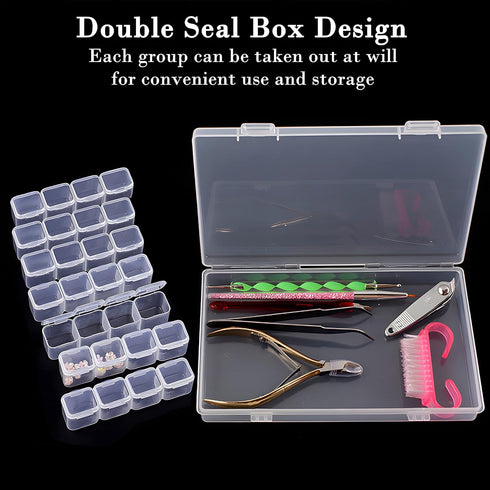 Guyuyii 2 pk 28 Grids Diamond Art Storage - Plastic Diamond Art Containers - Diamond Art Organizer for Embroidery, DIY Art Craft, Jewelry, Earring...