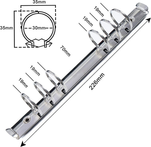 Moterm 2 Pieces 6-Hole Ring Binder Mechanisms Replacement Kit for Binder Planners (A5 Size, Silver Color, 30mm)...