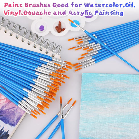 Paint Brushes Set for Acrylic Painting, 100 Pcs Art Paint Brushes Round Acrylic Paint Brushes, Nylon Paint Brushes for Kids Adults Oil Watercolor ...