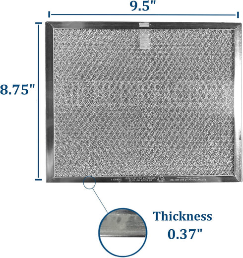 Air Filter Factory 8.75 x 9.5 x 0.375 Inches Range Hood Aluminum Mesh Grease Vent Hood Filter 2-Pack...