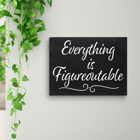 JennyGems Everything is Figureoutable Wooden Sign - Inspirational Home Office Desk Decor & Uplifting Gift, 8x6 Farmhouse - Made in USA...