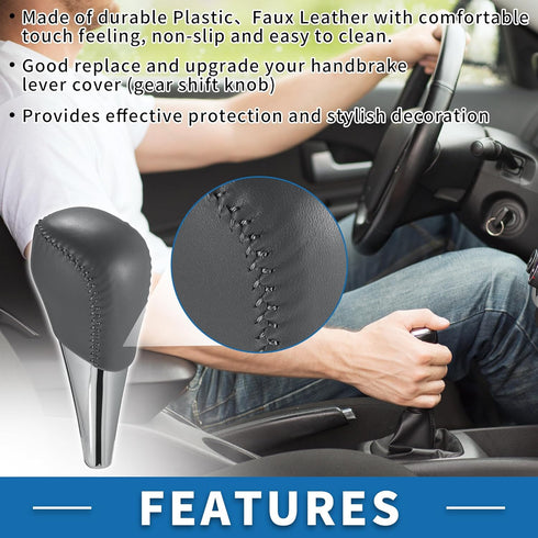 Automatic Gear Shifter Knob for Toyota Camry 2007-2014 Plastic Faux Leather Automotive Gearbox Stick Shifter Lever Knob Gray with Gray Stitches...
