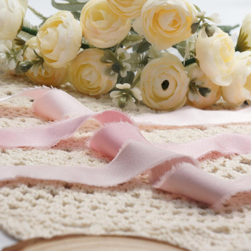 CT CRAFT LLC Frayed Satin Silk Ribbon 1" x 10 Yards x 3 Rolls Blush Pink Dusty Rose Light Coffee for Christmas Home Decor Gift Wrapping DIY Crafts...
