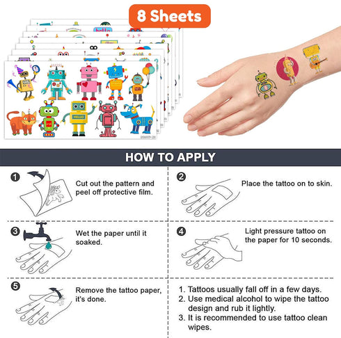 Robot Temporary Tattoos 8 Sheets 84 PCS Robotic Party Decorations Supplies Favors Robot Theme Birthday Cute Stickers Christmas Gifts for Boys Girl...