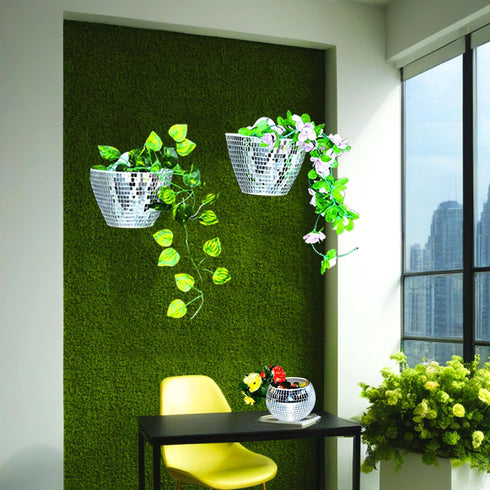 Silver Disco Wall Planters,Disco Wall Vase,Disco Plant Hanger,Disco Wall Flower Pot,Plastic Modern Hydroponic Hanging Wall Planters Vertical Syste...