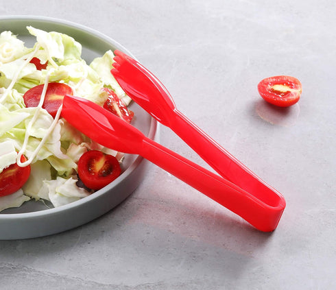 New Star Foodservice 35605 Utility Tong, High Heat Plastic, Straight Edge, 6 Inch, Set of 12, Red...