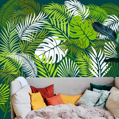 Tropical Jungle Leaf Stencils (6 Designs) | 12" x 16" Large Fern Leaf Stencils Palm Leaf Stencils for Painting Floors/Walls/Tiles/Furniture/Fabric...