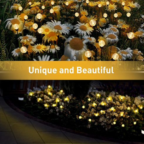 8 Modes Firefly Garden Lights Solar Outdoor - Waterproof Fairy Lights with 1200mAH Solar Panels - LED Swaying Crystal Globe for Yard Decorations, ...