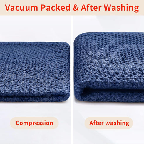Homaxy 100% Cotton Waffle Weave Kitchen Dish Towels, Ultra Soft Absorbent Quick Drying Cleaning Towel, 13 x 28 Inches, 4-Pack, Navy Blue...