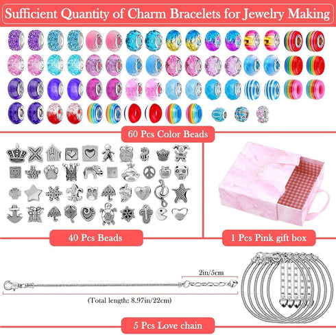Mckanti 150 Pieces Charm Bracelet Making Kit for Girls, Charm Bracelets Jewelry Making Kit with Beads Bracelets Charms Necklace DIY Crafts Gifts S...