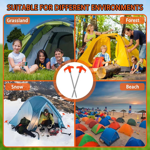 4 Pack 8" Screw in Tent Stakes Heavy Duty Ground Anchors, Tent Pegs Metal Tent Spikes Camping Tent Stakes with Hex Head Driver & Nail Extractor fo...